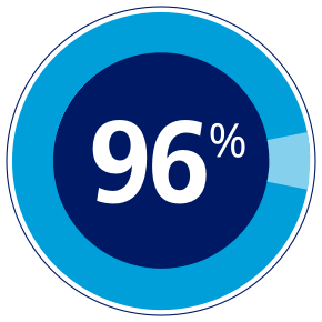 a circle graph showing a quantity of 96%