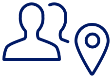 Illustration of a person&rsquo;s silhouette and a location marker.