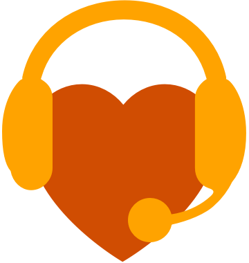 illustration of a heart with a headset.